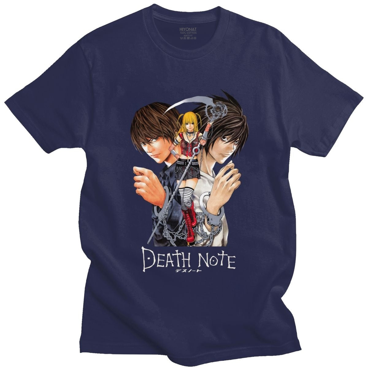 Classic Japan Anime Yagami Misa And Lawliet T Shirt Men Short Sleeved Manga Death Note T-shirt 100% Cotton Regular Fit Tee Tops