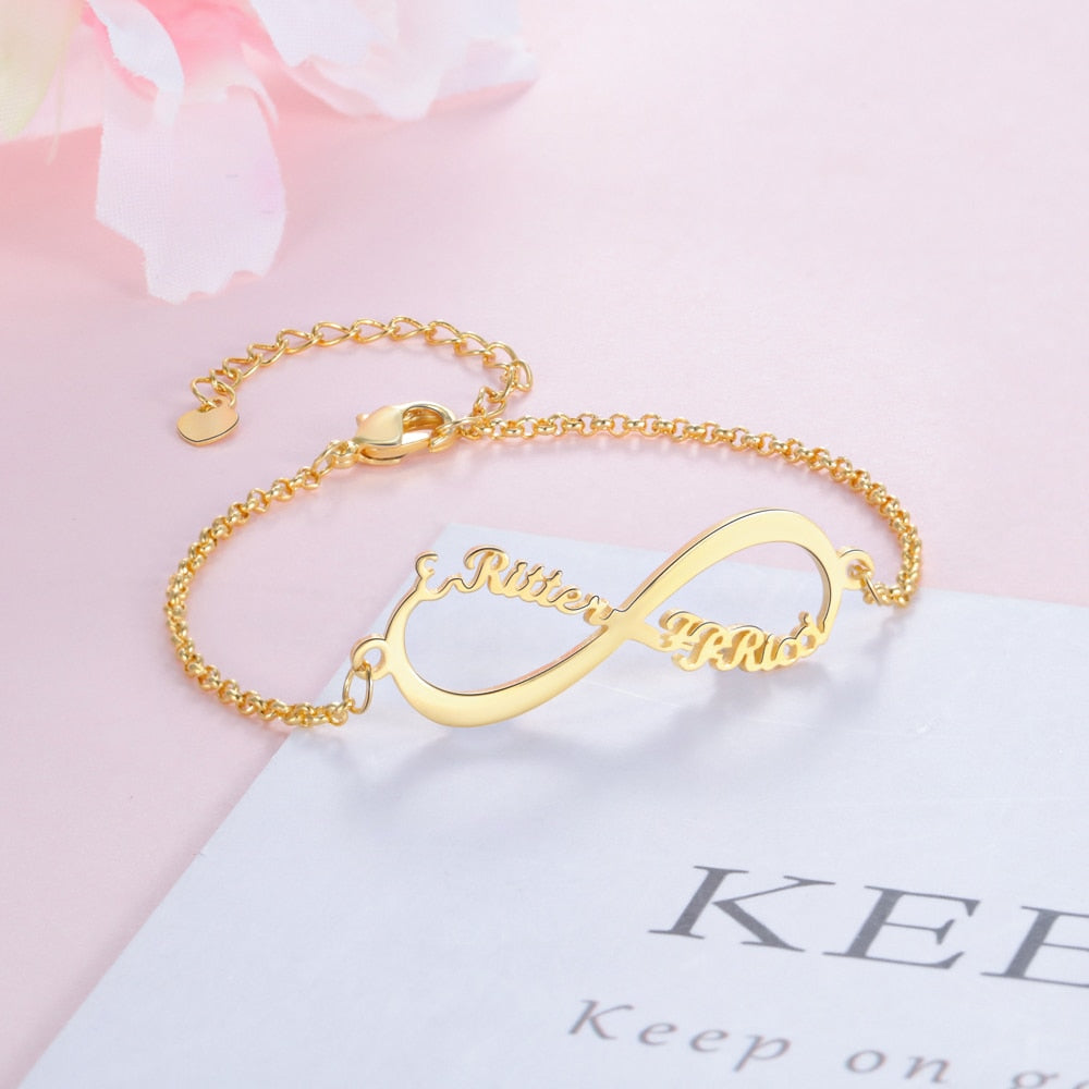 925 Sterling Silver Custom Name Infinity Bracelets for Women Personalized Children Bracelets for Girls Kids Silver Jewelry Gifts