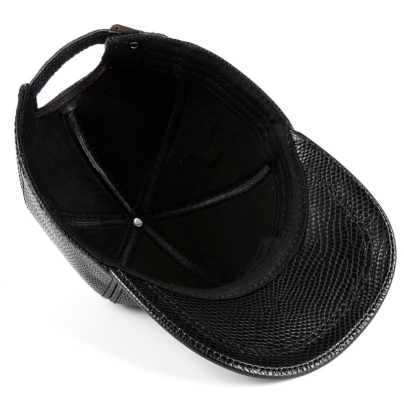Winter Leather Hat Mens Korean Casual Baseball Caps For Man Crocodile Printed Warm Gorra Dad Beige Peaked Hockey Golf Casquette