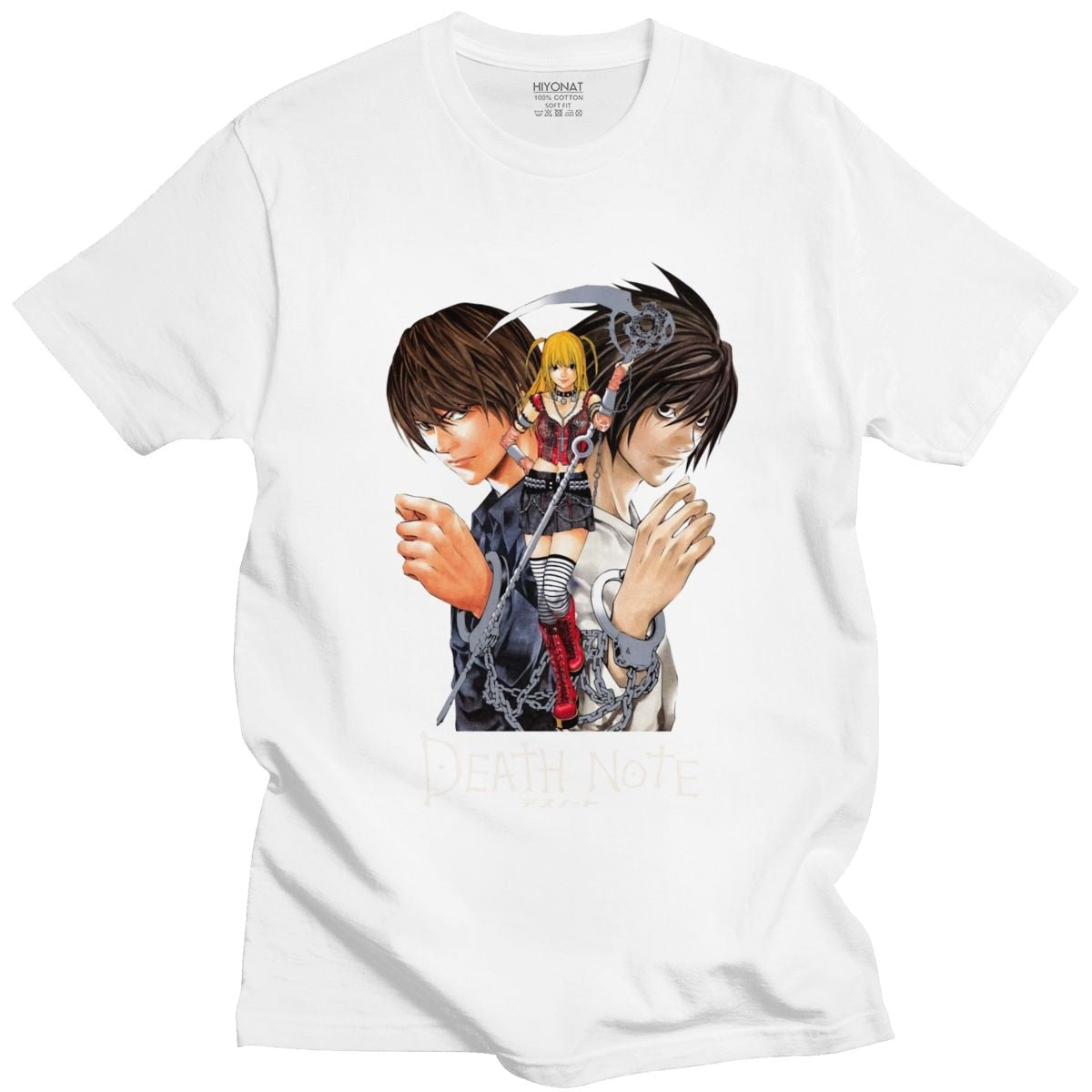 Classic Japan Anime Yagami Misa And Lawliet T Shirt Men Short Sleeved Manga Death Note T-shirt 100% Cotton Regular Fit Tee Tops