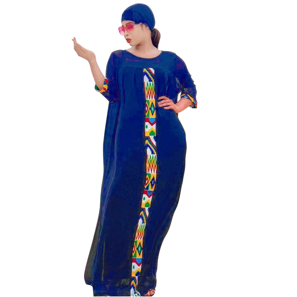 Mr Hunkle Fashion Chiffon High Street Dress Autumn Abaya Women Solid Elegant Dresses African vestidos with Inner dress