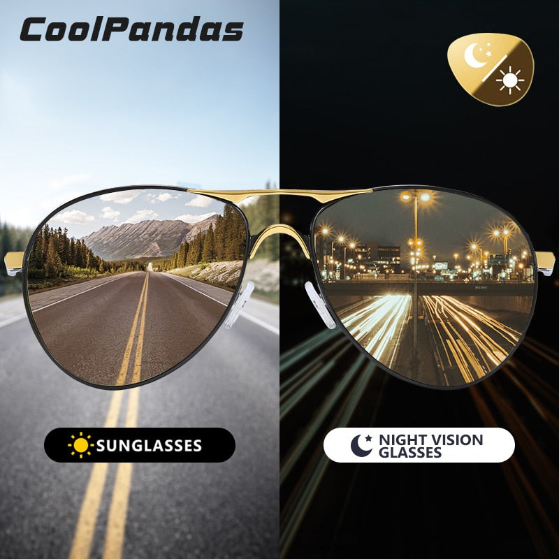 New Trend Intelligent Aviation Photochromic Sunglasses Polarized Men Day Night Vision Driving Sun Glasses Male gafas de sol