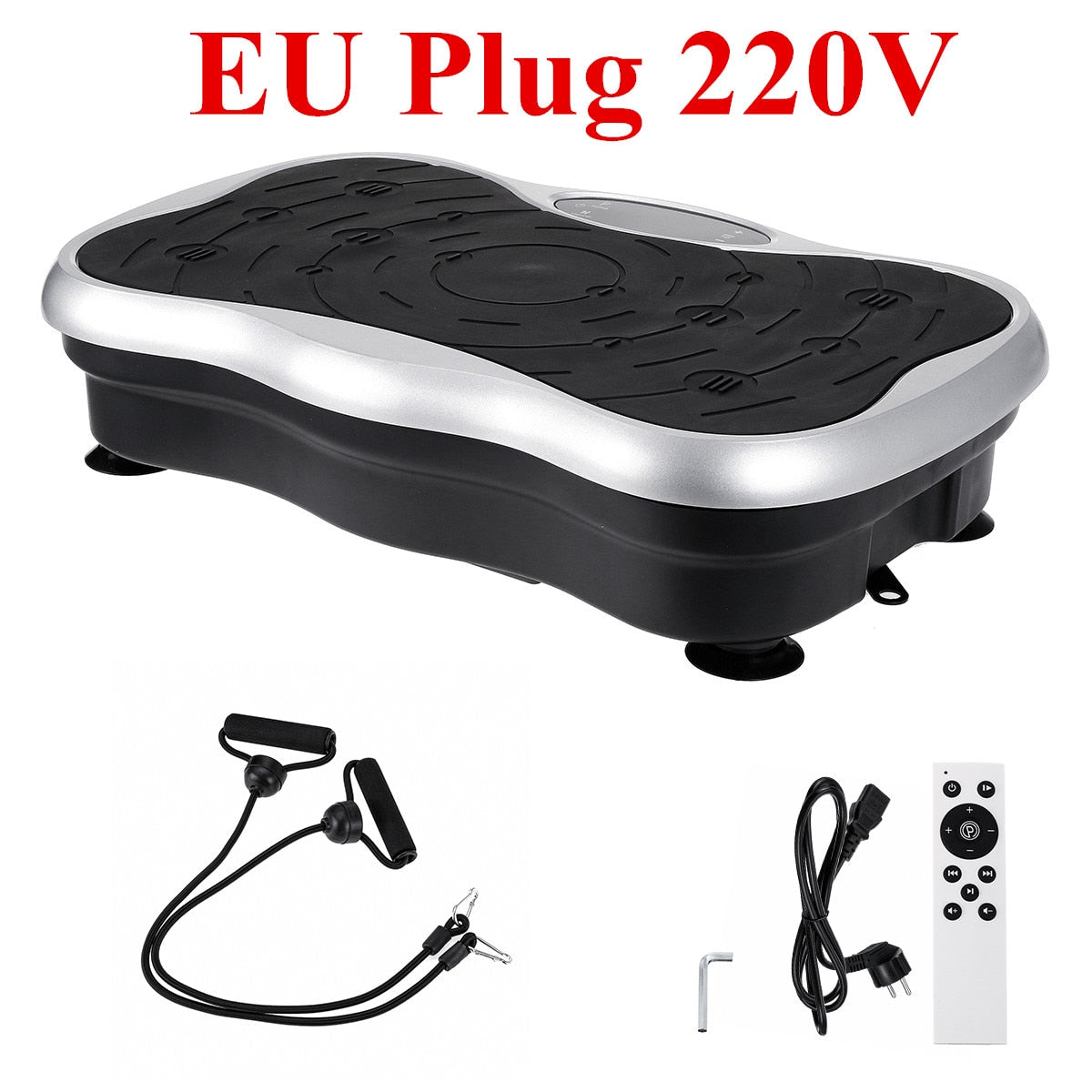 200KG/441LBS Exercise Fitness Slim Vibration Machine Trainer Plate Platform Body Shaper Remote Control with Resistance Bands US