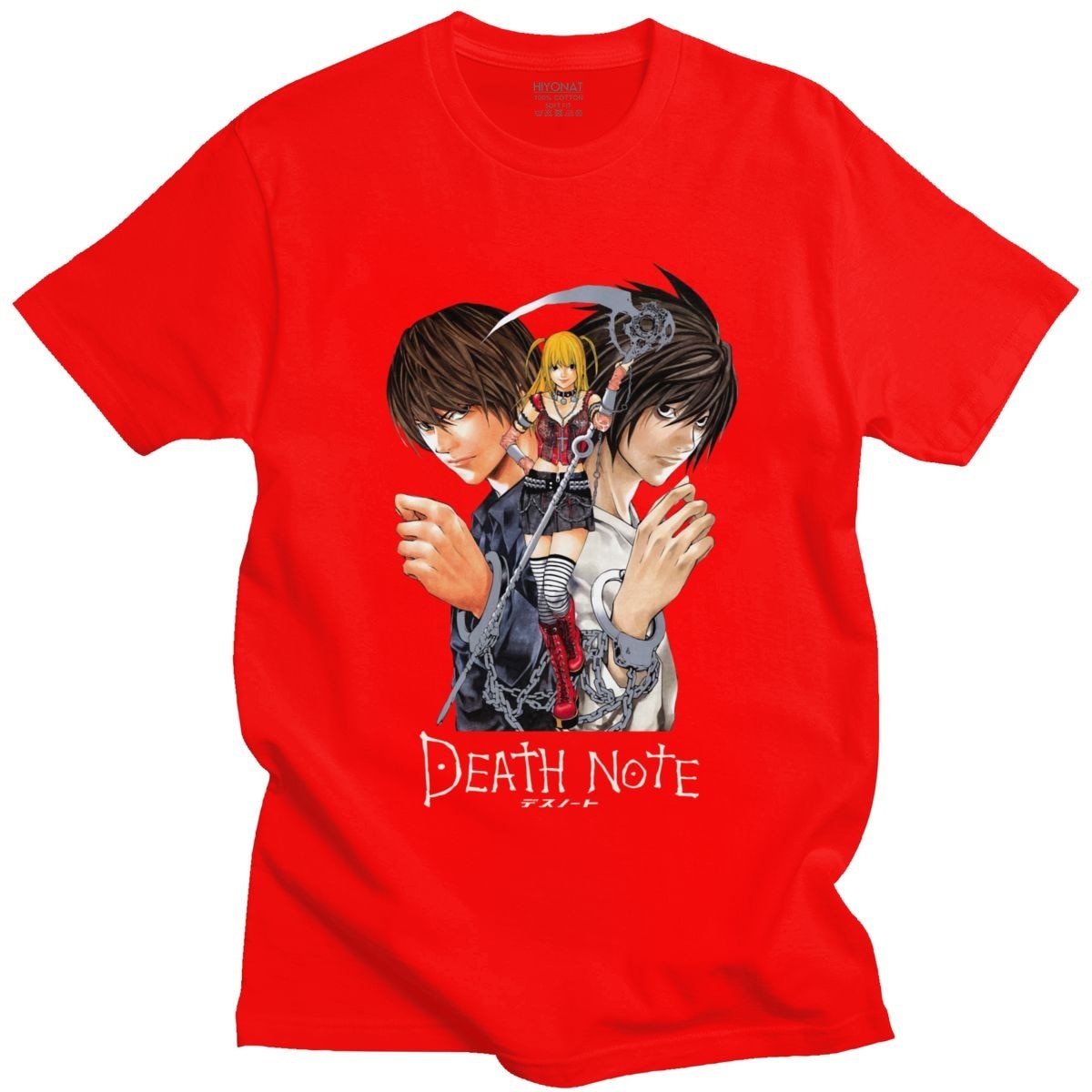 Classic Japan Anime Yagami Misa And Lawliet T Shirt Men Short Sleeved Manga Death Note T-shirt 100% Cotton Regular Fit Tee Tops