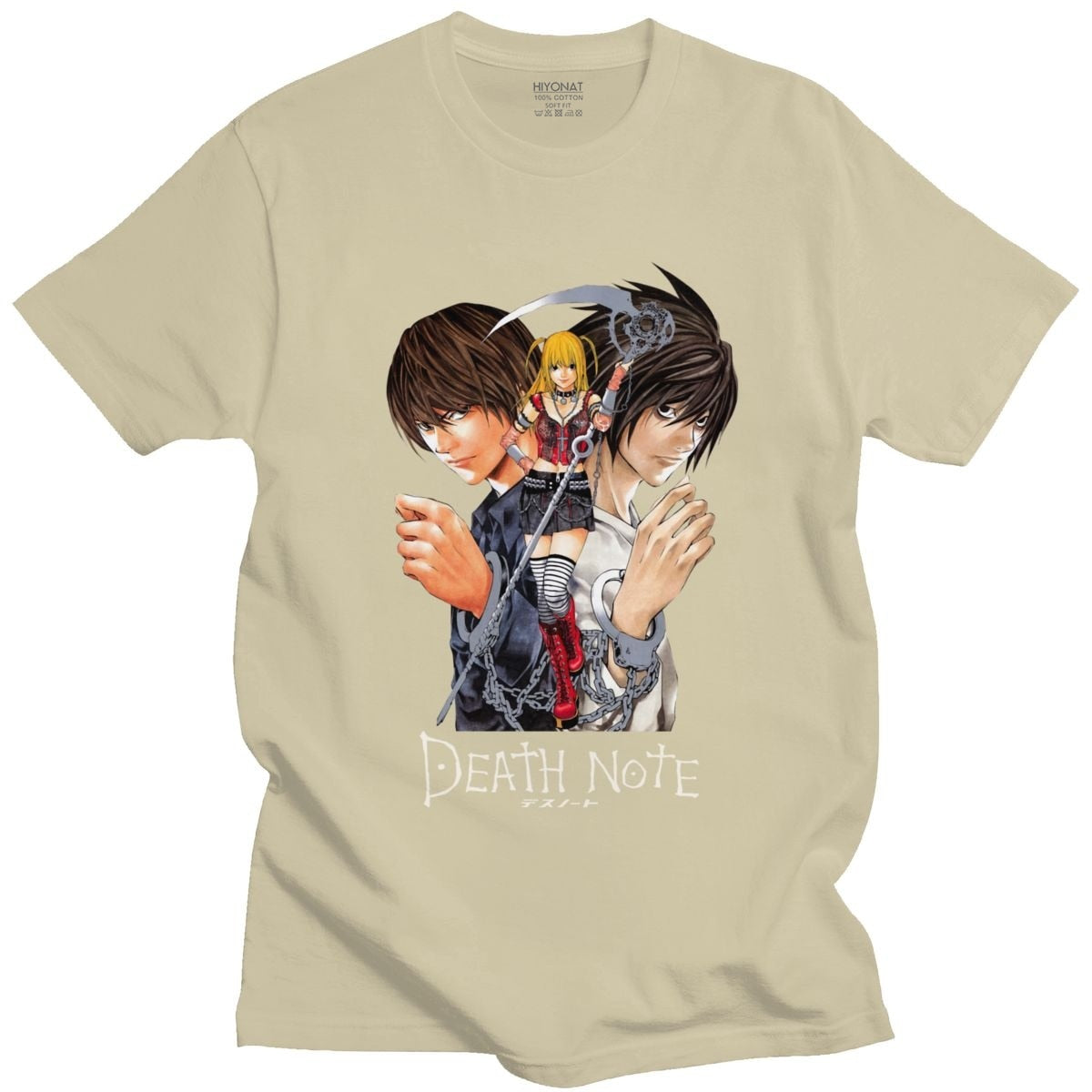 Classic Japan Anime Yagami Misa And Lawliet T Shirt Men Short Sleeved Manga Death Note T-shirt 100% Cotton Regular Fit Tee Tops