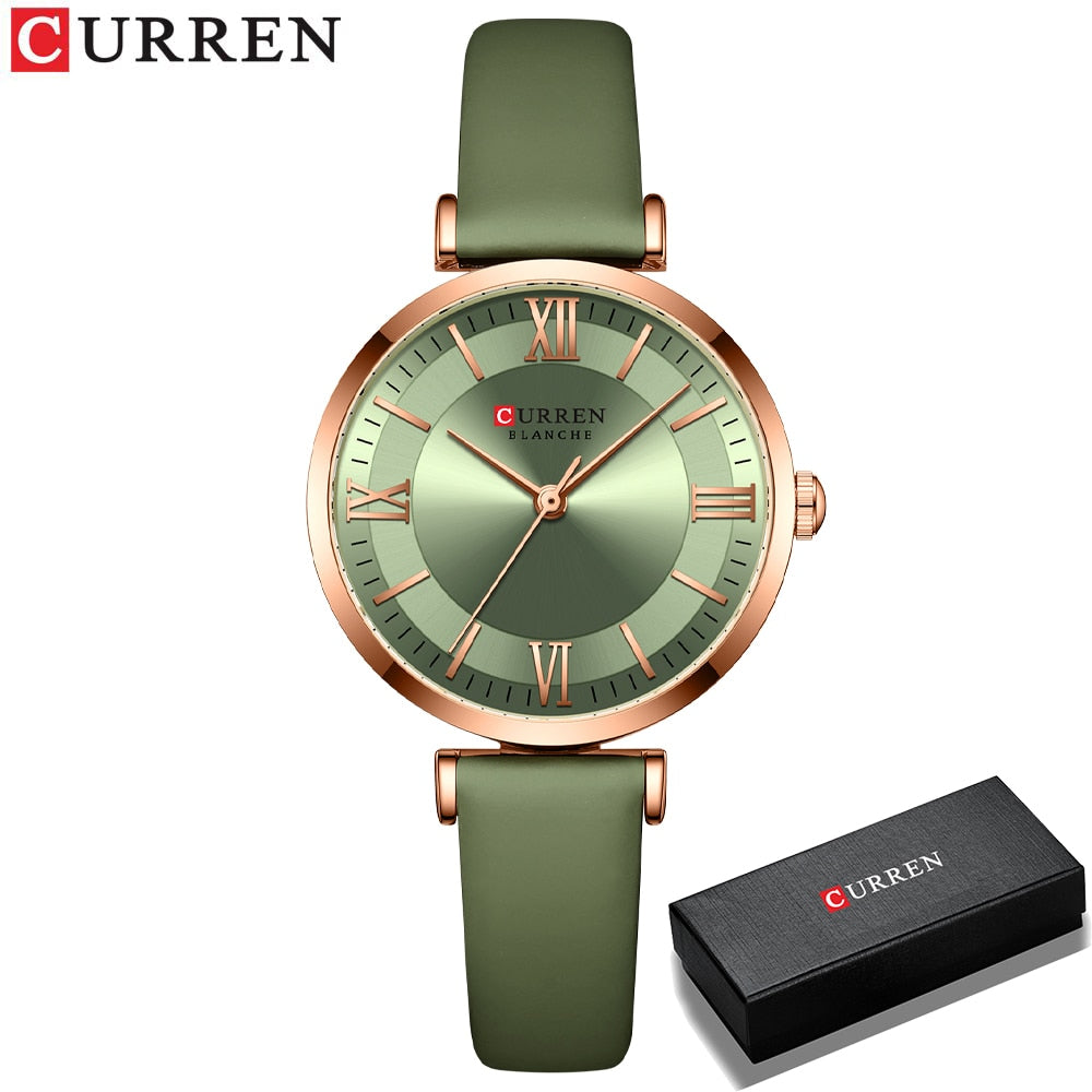CURREN New Watches for Women Simple Quartz Ladies Wristwatches with Leather Strap Elegance Wrist Charm Timeless