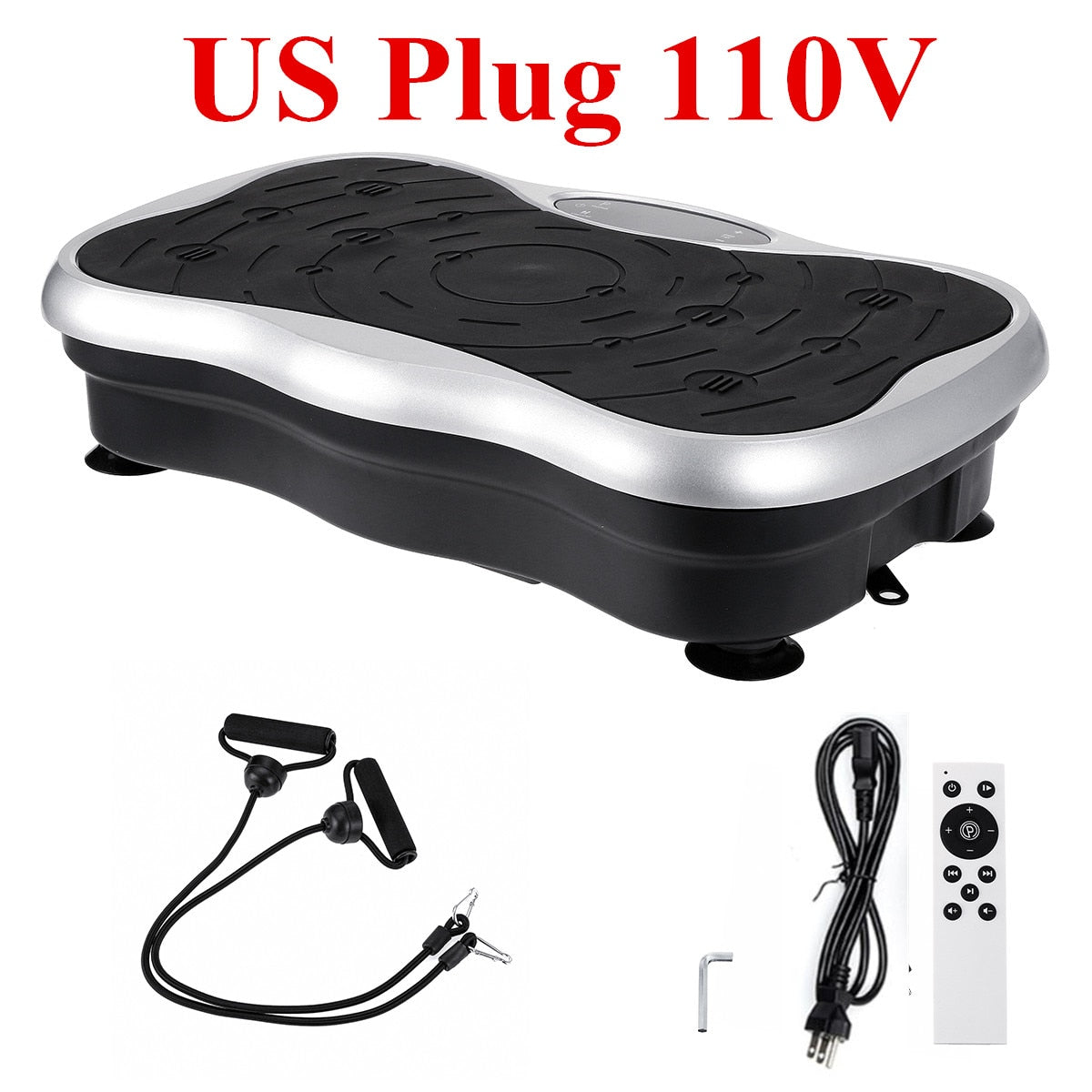 200KG/441LBS Exercise Fitness Slim Vibration Machine Trainer Plate Platform Body Shaper Remote Control with Resistance Bands US