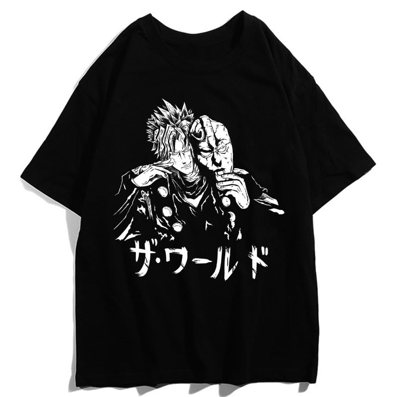 Jojo Bizarre Adventure Kujo Jotaro Giorno Giovanna Men Summer T-Shirts Harajuku Streetwear Ulzzang Hip Hop Tops Tee Cool T-Shirt