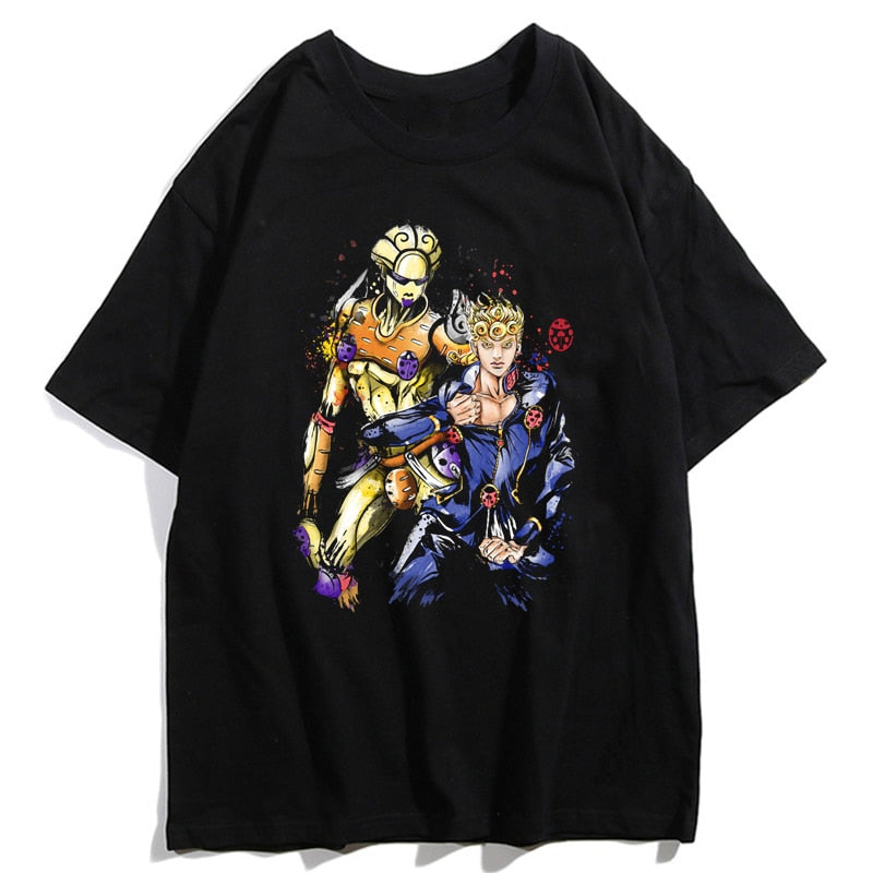 Jojo Bizarre Adventure Kujo Jotaro Giorno Giovanna Men Summer T-Shirts Harajuku Streetwear Ulzzang Hip Hop Tops Tee Cool T-Shirt