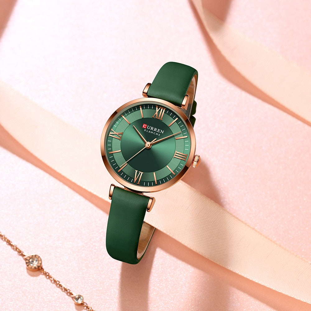 CURREN New Watches for Women Simple Quartz Ladies Wristwatches with Leather Strap Elegance Wrist Charm Timeless