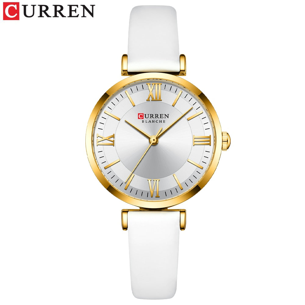 CURREN New Watches for Women Simple Quartz Ladies Wristwatches with Leather Strap Elegance Wrist Charm Timeless