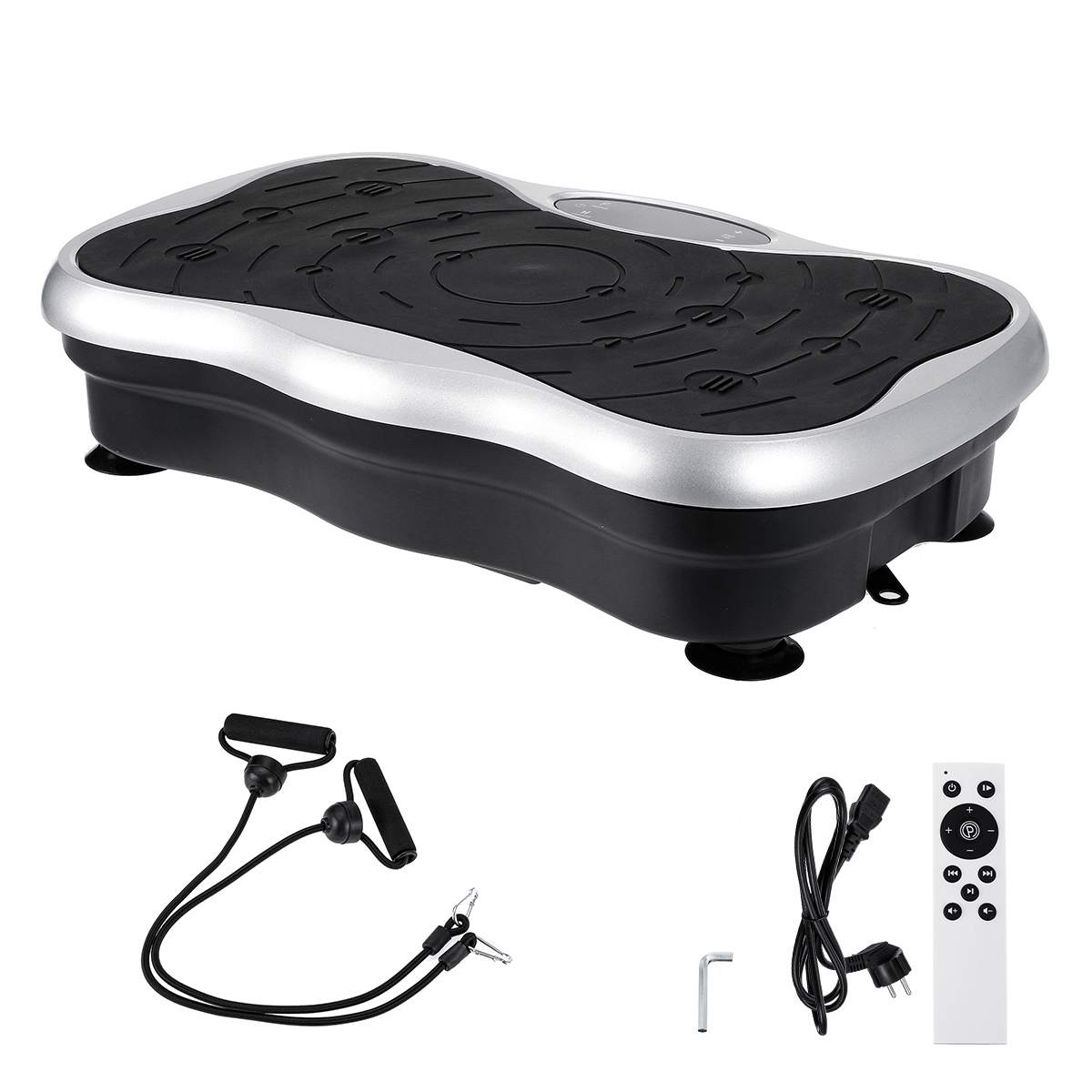 200KG/441LBS Exercise Fitness Slim Vibration Machine Trainer Plate Platform Body Shaper Remote Control with Resistance Bands US