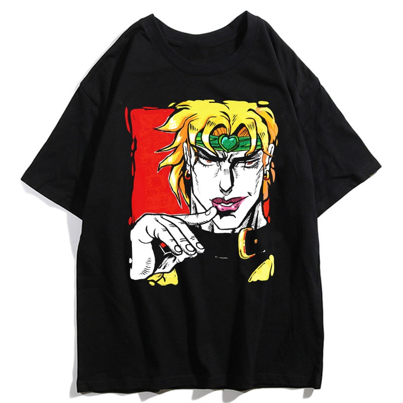 Jojo Bizarre Adventure Kujo Jotaro Giorno Giovanna Men Summer T-Shirts Harajuku Streetwear Ulzzang Hip Hop Tops Tee Cool T-Shirt