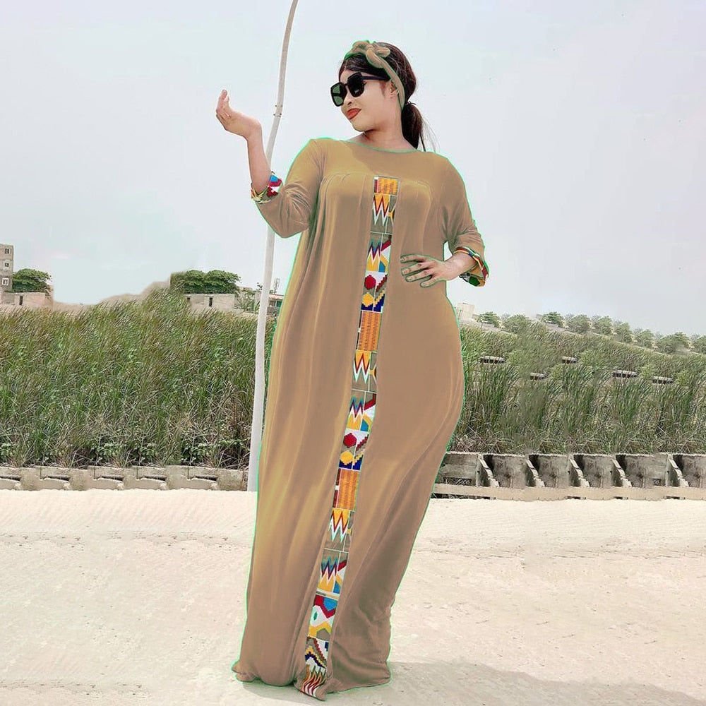 Mr Hunkle Fashion Chiffon High Street Dress Autumn Abaya Women Solid Elegant Dresses African vestidos with Inner dress