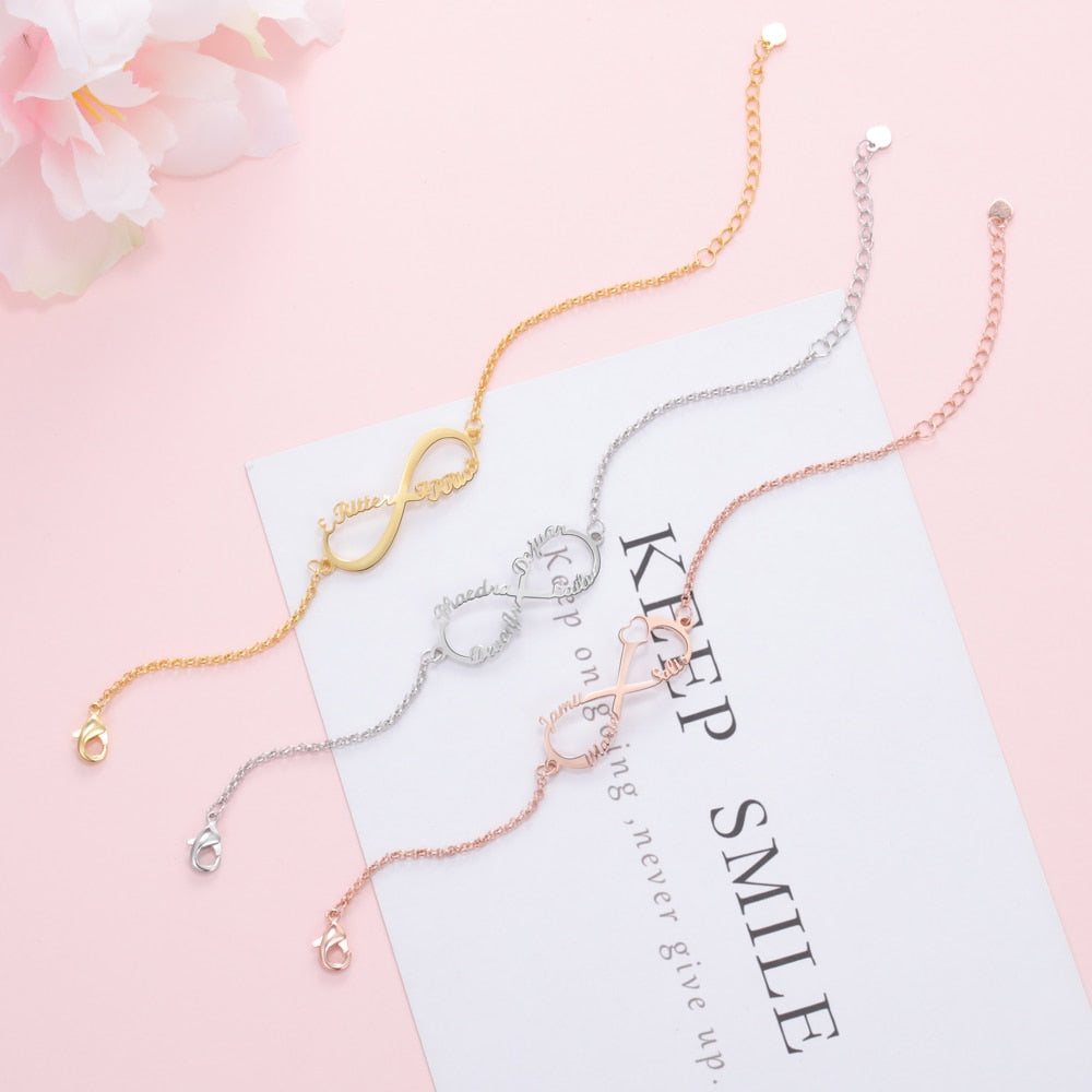 925 Sterling Silver Custom Name Infinity Bracelets for Women Personalized Children Bracelets for Girls Kids Silver Jewelry Gifts
