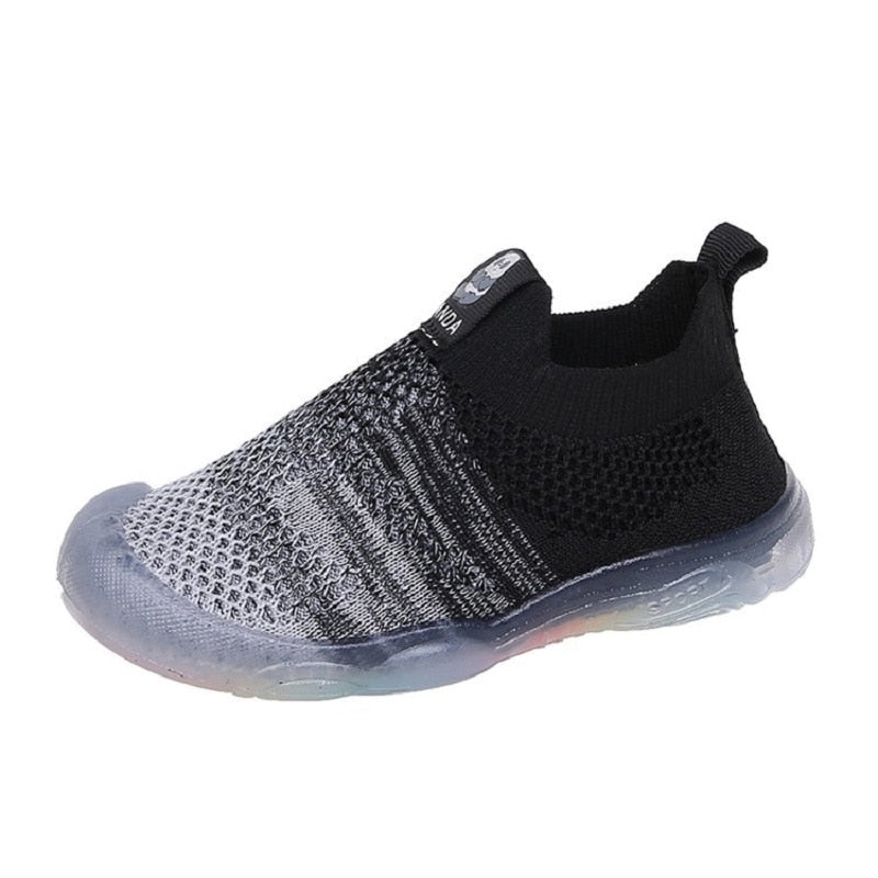 Spring Children Boy Sneakers Soft Rainbow Bottom Kids Woven Fly Shoes