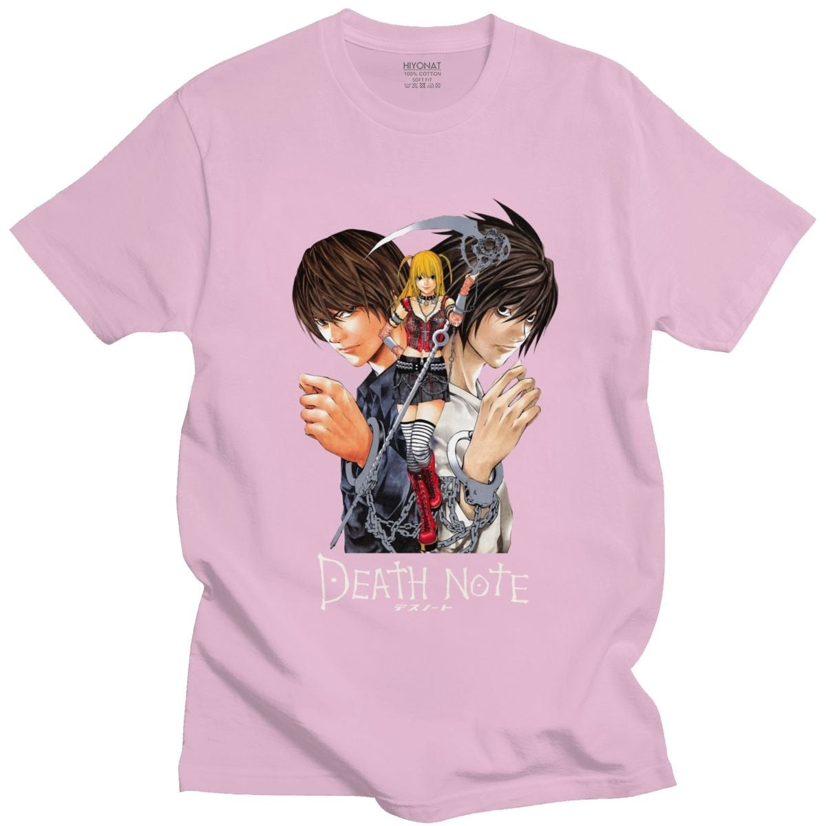 Classic Japan Anime Yagami Misa And Lawliet T Shirt Men Short Sleeved Manga Death Note T-shirt 100% Cotton Regular Fit Tee Tops