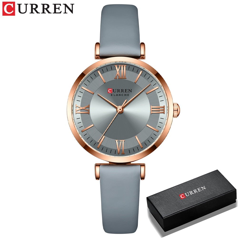 CURREN New Watches for Women Simple Quartz Ladies Wristwatches with Leather Strap Elegance Wrist Charm Timeless