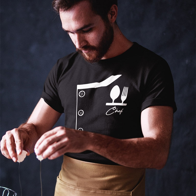 Chef T shirt Fake Suit Cook Printed Tees Cotton Funny Summer Top High Quality Loose O-neck T-shirt EU Size