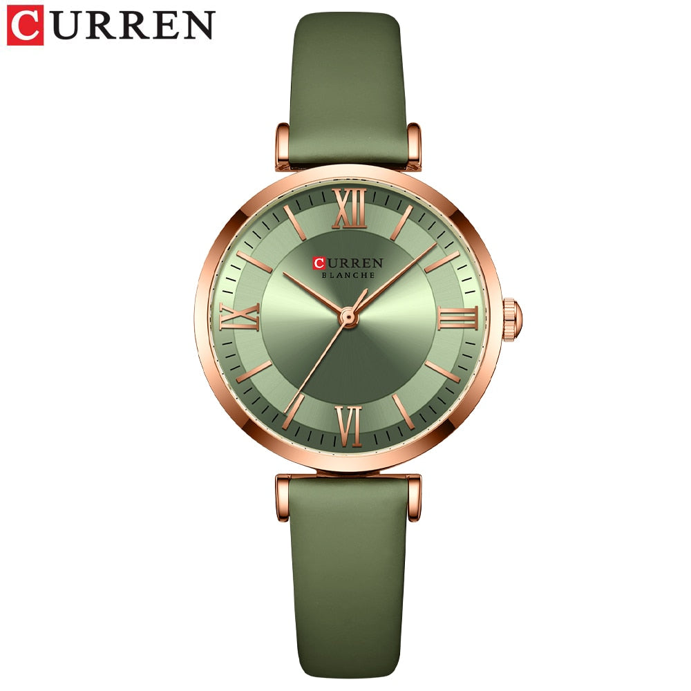 CURREN New Watches for Women Simple Quartz Ladies Wristwatches with Leather Strap Elegance Wrist Charm Timeless