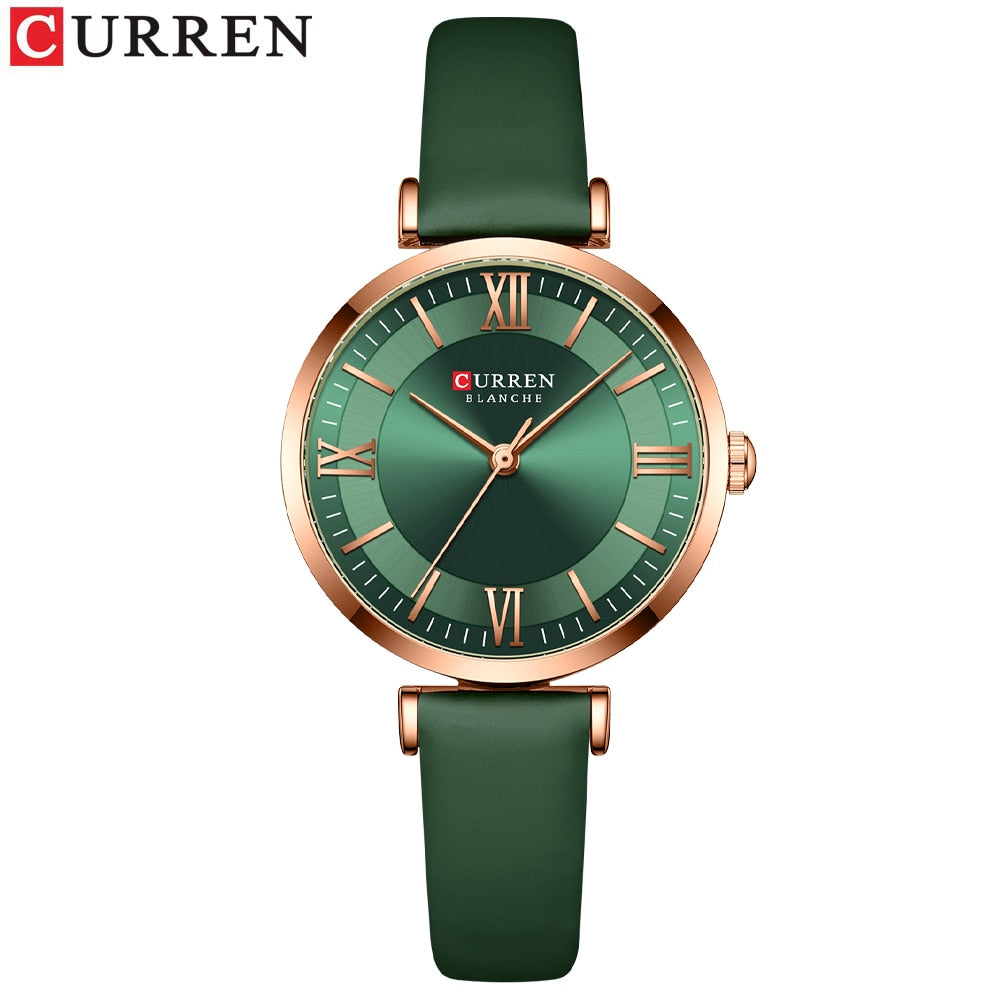 CURREN New Watches for Women Simple Quartz Ladies Wristwatches with Leather Strap Elegance Wrist Charm Timeless