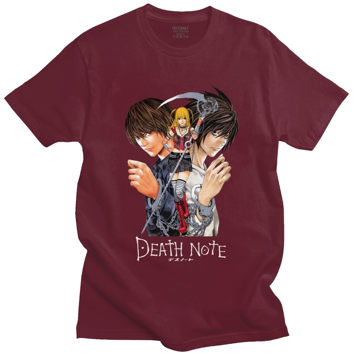 Classic Japan Anime Yagami Misa And Lawliet T Shirt Men Short Sleeved Manga Death Note T-shirt 100% Cotton Regular Fit Tee Tops