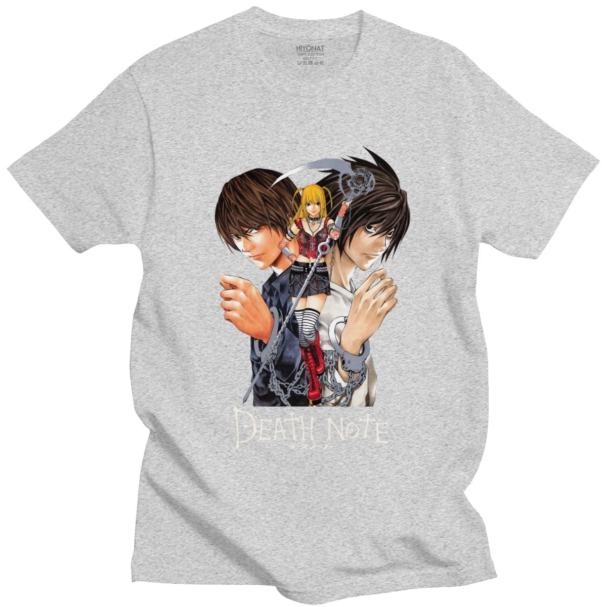 Classic Japan Anime Yagami Misa And Lawliet T Shirt Men Short Sleeved Manga Death Note T-shirt 100% Cotton Regular Fit Tee Tops