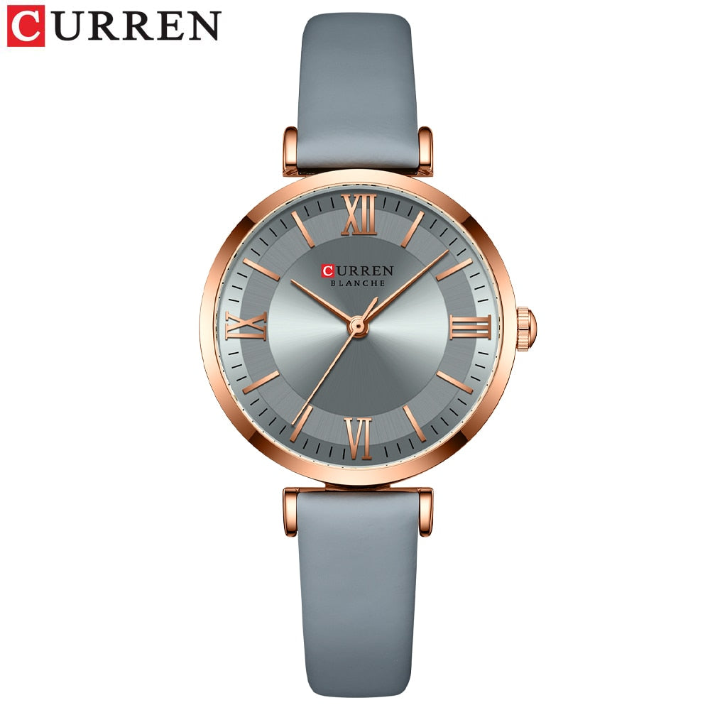 CURREN New Watches for Women Simple Quartz Ladies Wristwatches with Leather Strap Elegance Wrist Charm Timeless