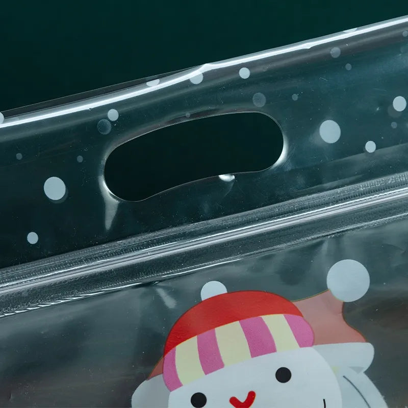 StoBag 50pcs New Year Christmas Bread Packaging Bags Hnadle Santa Claus Toast Supplies For Home Handmade Gift