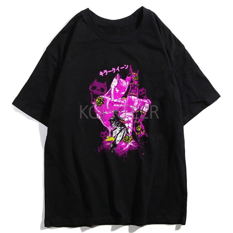 Jojo Bizarre Adventure Kujo Jotaro Giorno Giovanna Men Summer T-Shirts Harajuku Streetwear Ulzzang Hip Hop Tops Tee Cool T-Shirt