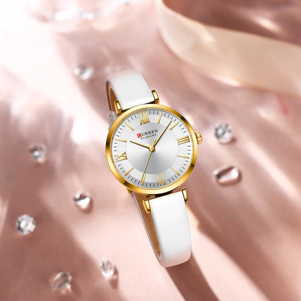 CURREN New Watches for Women Simple Quartz Ladies Wristwatches with Leather Strap Elegance Wrist Charm Timeless