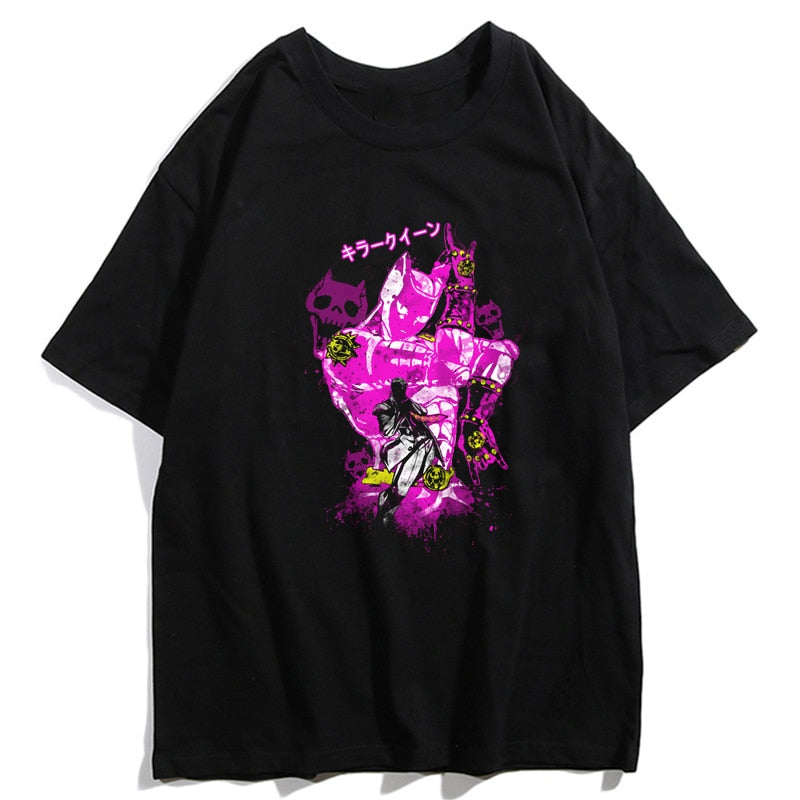 Jojo Bizarre Adventure Kujo Jotaro Giorno Giovanna Men Summer T-Shirts Harajuku Streetwear Ulzzang Hip Hop Tops Tee Cool T-Shirt