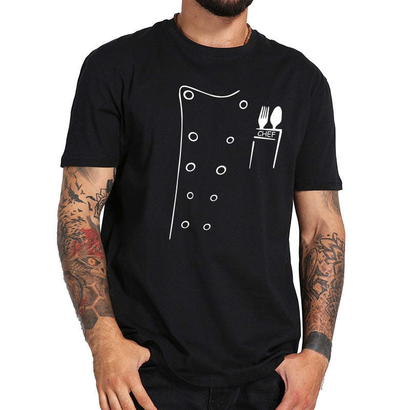 Chef T shirt Fake Suit Cook Printed Tees Cotton Funny Summer Top High Quality Loose O-neck T-shirt EU Size