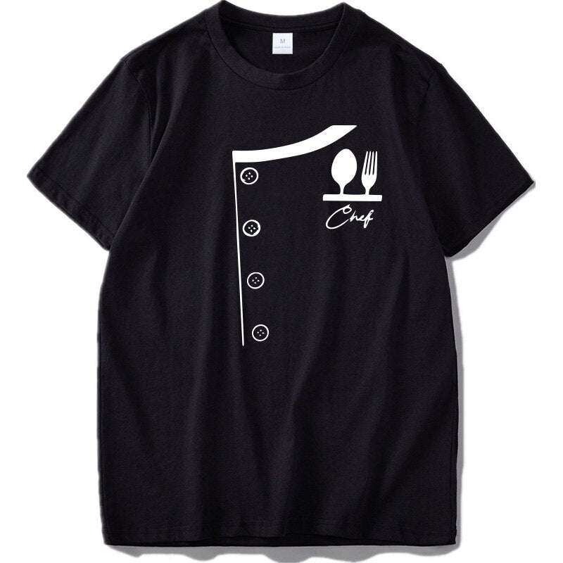 Chef T shirt Fake Suit Cook Printed Tees Cotton Funny Summer Top High Quality Loose O-neck T-shirt EU Size