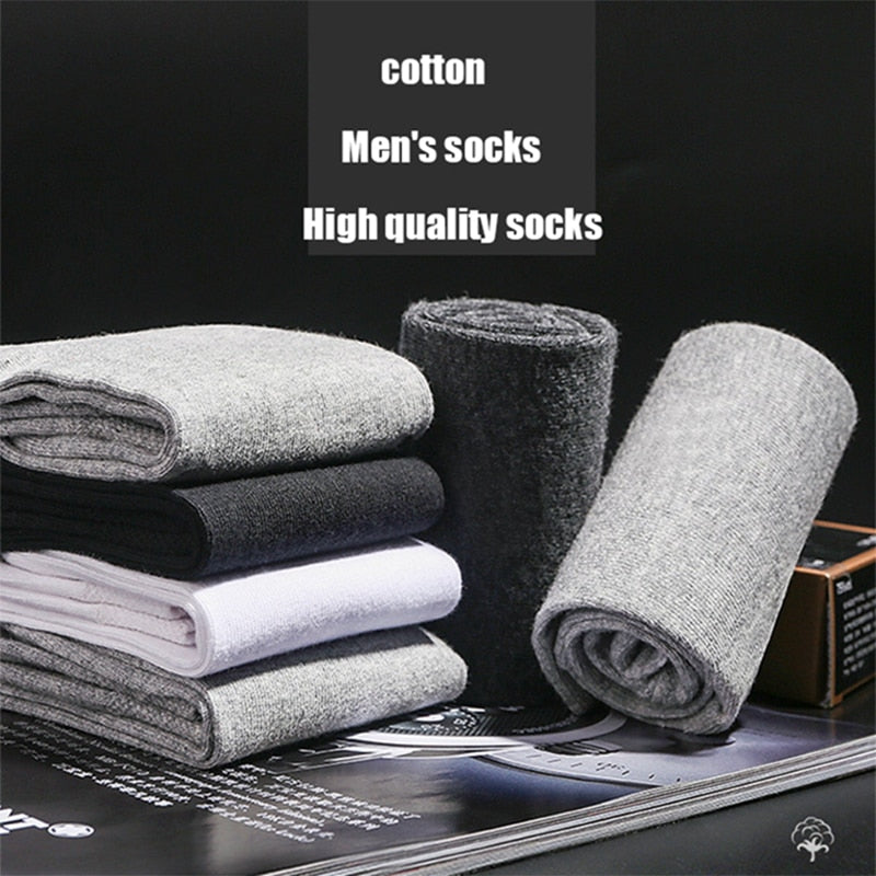 10 Pairs/Lot High Quality Men's Cotton Socks Black Business Socks Breathable 2021 New Autumn Winter Male Gift Sox PLus Size40-45
