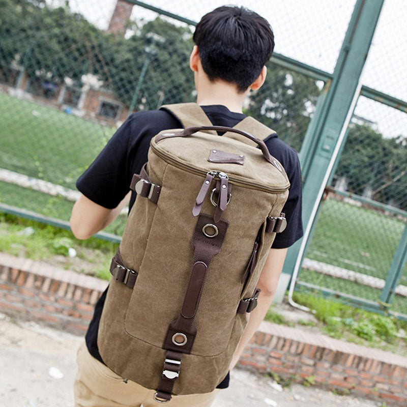 Scione Men Travel Backpack Male Canvas Luggage Duffel Cylinder Bag Mountaineering Backpack For Men Large Capacity Mochila