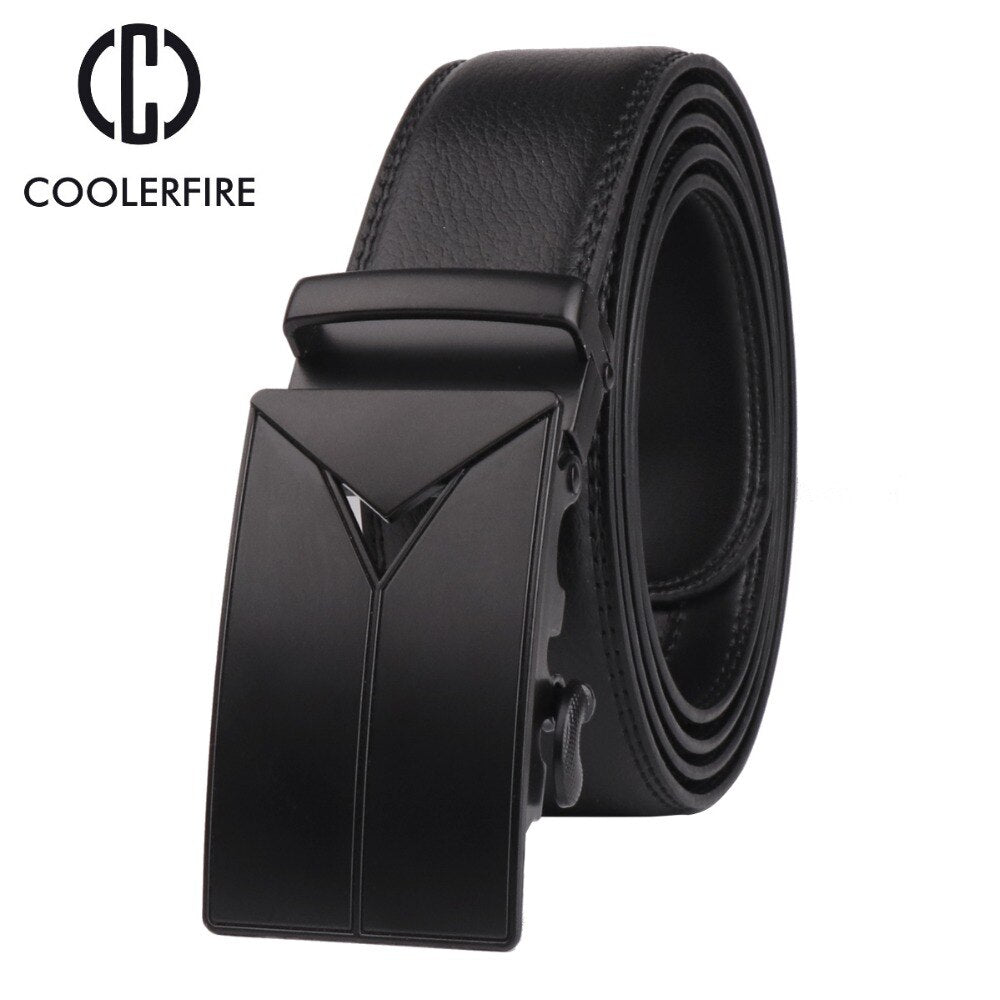 Coolerfire Good mens belt luxury high quality cow genuine leather belts for men automatic buckle fashion waist male ZD068