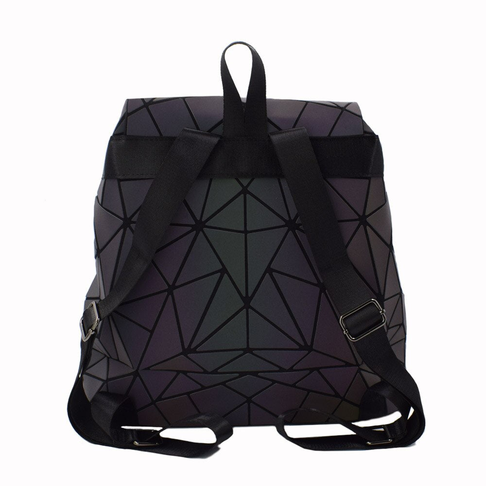 Backpacks Women Geometric Luminous Backpacks School Lattice Holographic Backpack PU Leather Female Bags Girl Travel Student Bag