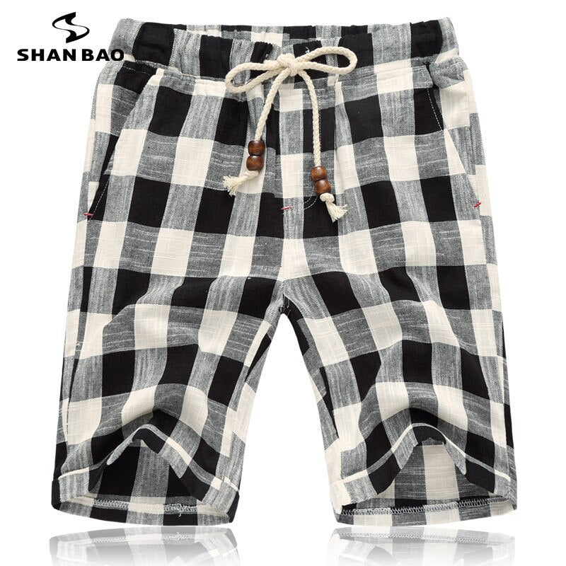 SHAN BAO brands men 2022 summer shorts fashion style and comfortable breathable Cotton stripe leisure men's beach shorts
