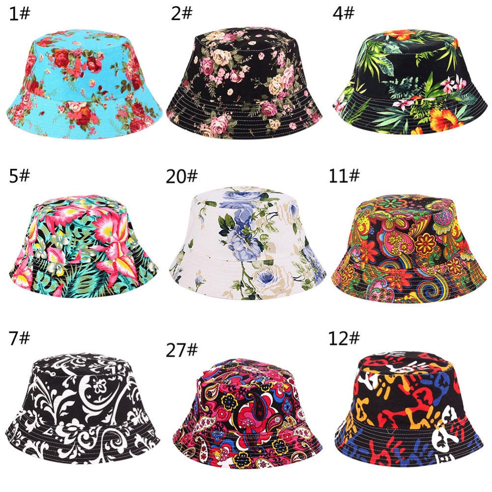 Women Hat Caps Summer Men Bucket Hat Holiday Beach Outdoor Flat Cap Male Floral Sun Hat Fishing Hats Hip Hop Panama Cap
