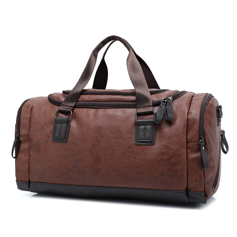 Top Quality Casual Travel Duffel Bag PU Leather Men Handbags Big Large Capacity Travel Bags Black Mens Messenger Bag Tote JXY815