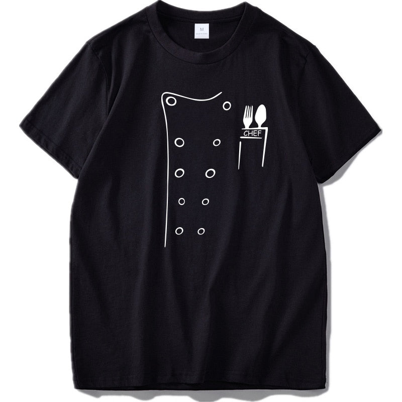Chef T shirt Fake Suit Cook Printed Tees Cotton Funny Summer Top High Quality Loose O-neck T-shirt EU Size