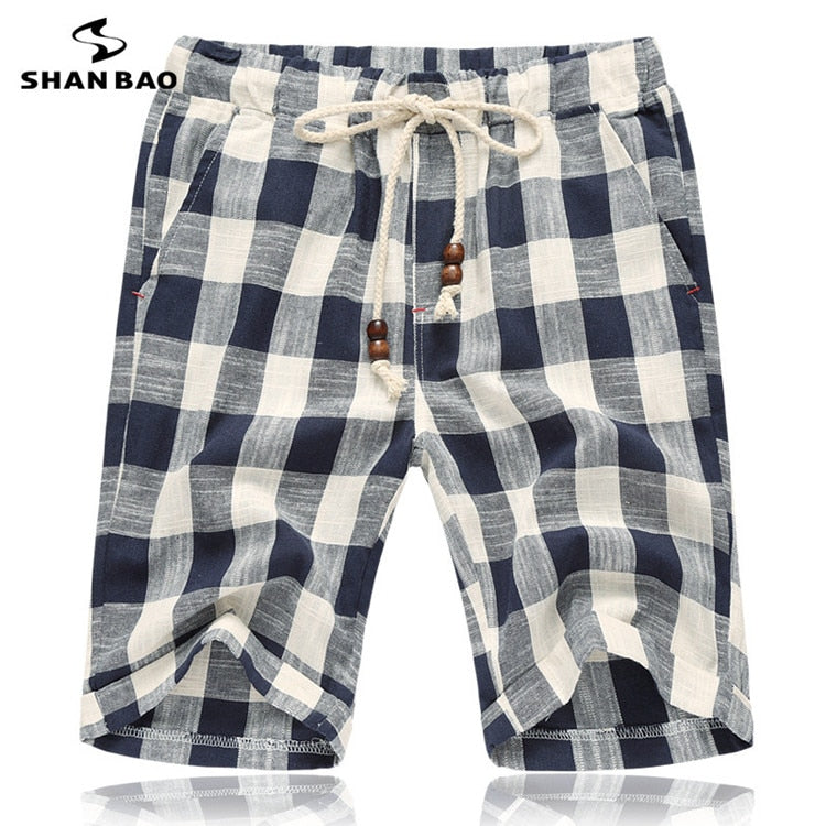 SHAN BAO brands men 2022 summer shorts fashion style and comfortable breathable Cotton stripe leisure men's beach shorts