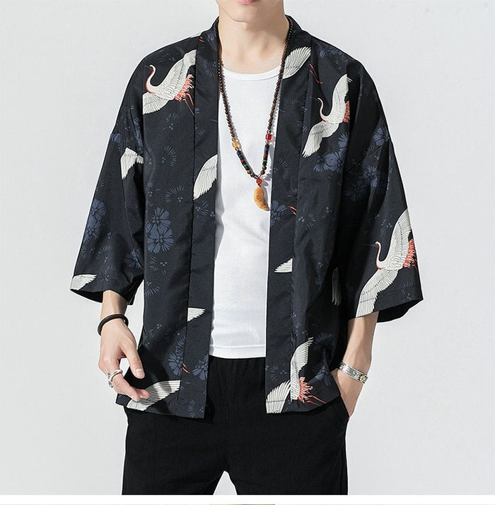 2023 Original Men Japan Style Kimono Cardigan Shirt Coat Traditional Loose Printing Fashion Casual Thin Jacket Summer Outerwear