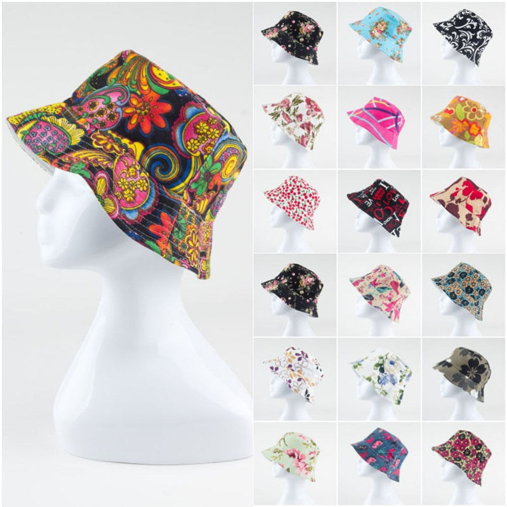 Women Hat Caps Summer Men Bucket Hat Holiday Beach Outdoor Flat Cap Male Floral Sun Hat Fishing Hats Hip Hop Panama Cap