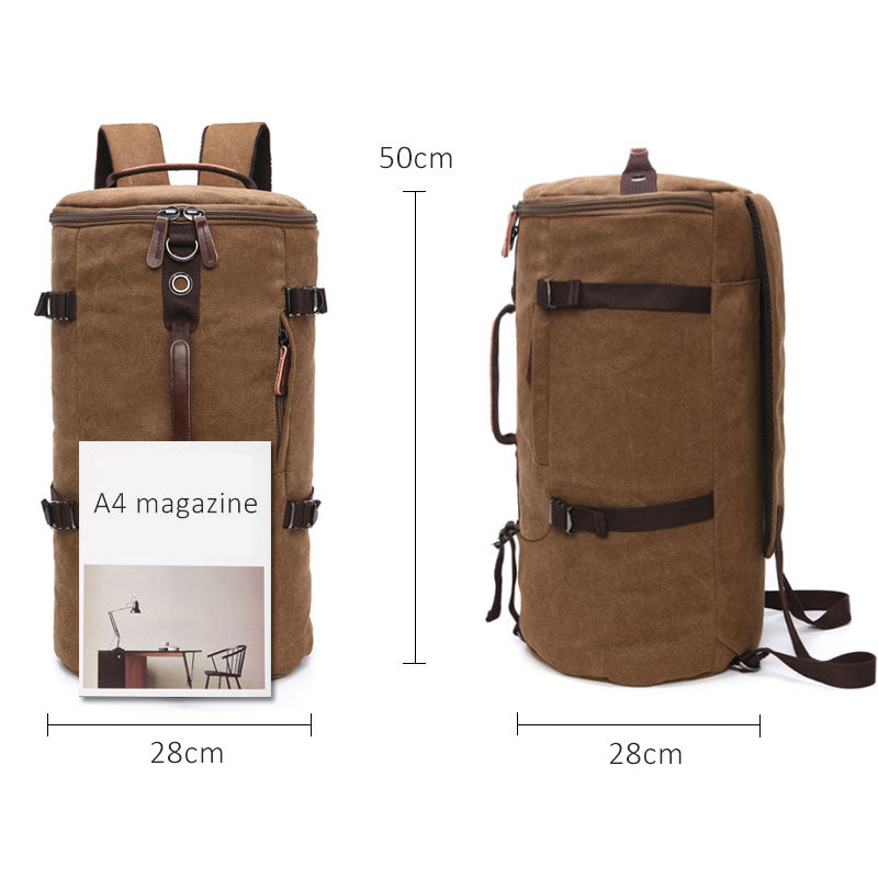 Scione Men Travel Backpack Male Canvas Luggage Duffel Cylinder Bag Mountaineering Backpack For Men Large Capacity Mochila