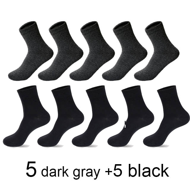 10 Pairs/Lot High Quality Men's Cotton Socks Black Business Socks Breathable 2021 New Autumn Winter Male Gift Sox PLus Size40-45