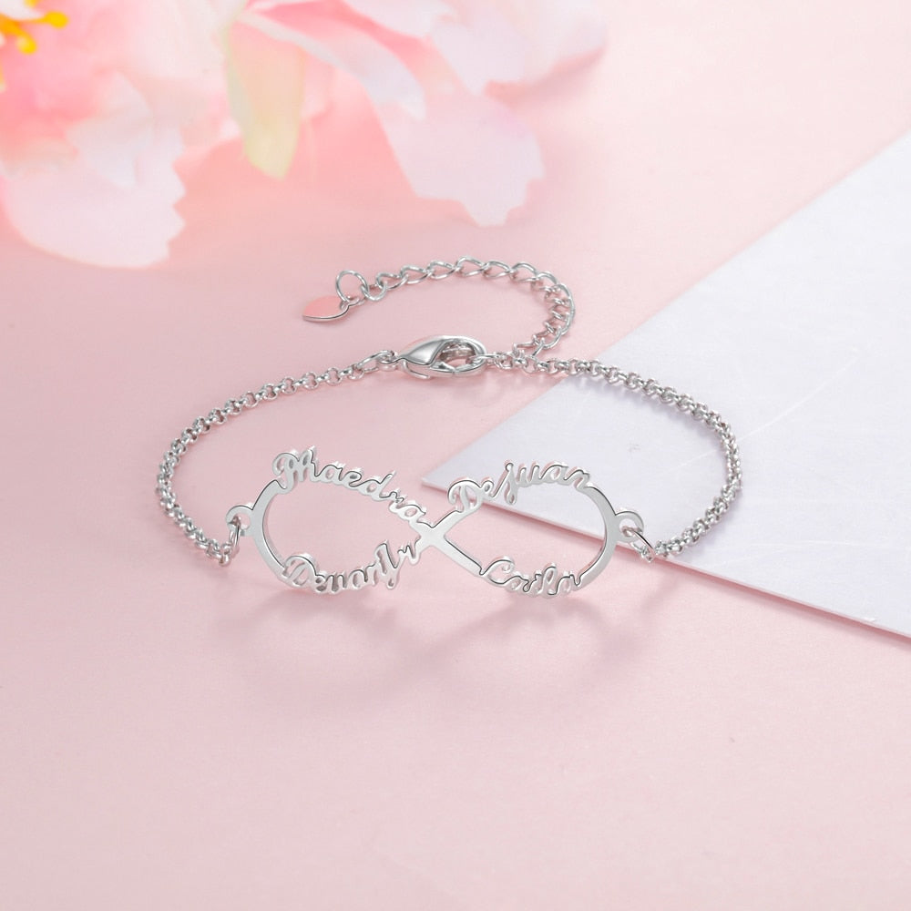 925 Sterling Silver Custom Name Infinity Bracelets for Women Personalized Children Bracelets for Girls Kids Silver Jewelry Gifts