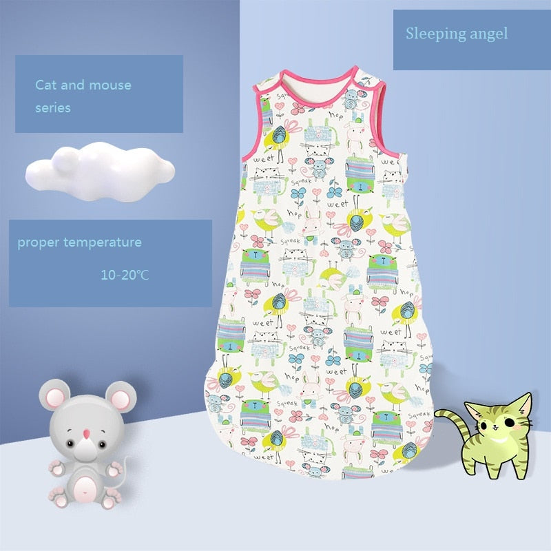HappyFlute 10-20℃ 3Size Cotton Fabric Unisex Swaddling Vest Children's Anti-Kicking Baby Sleeping Bag
