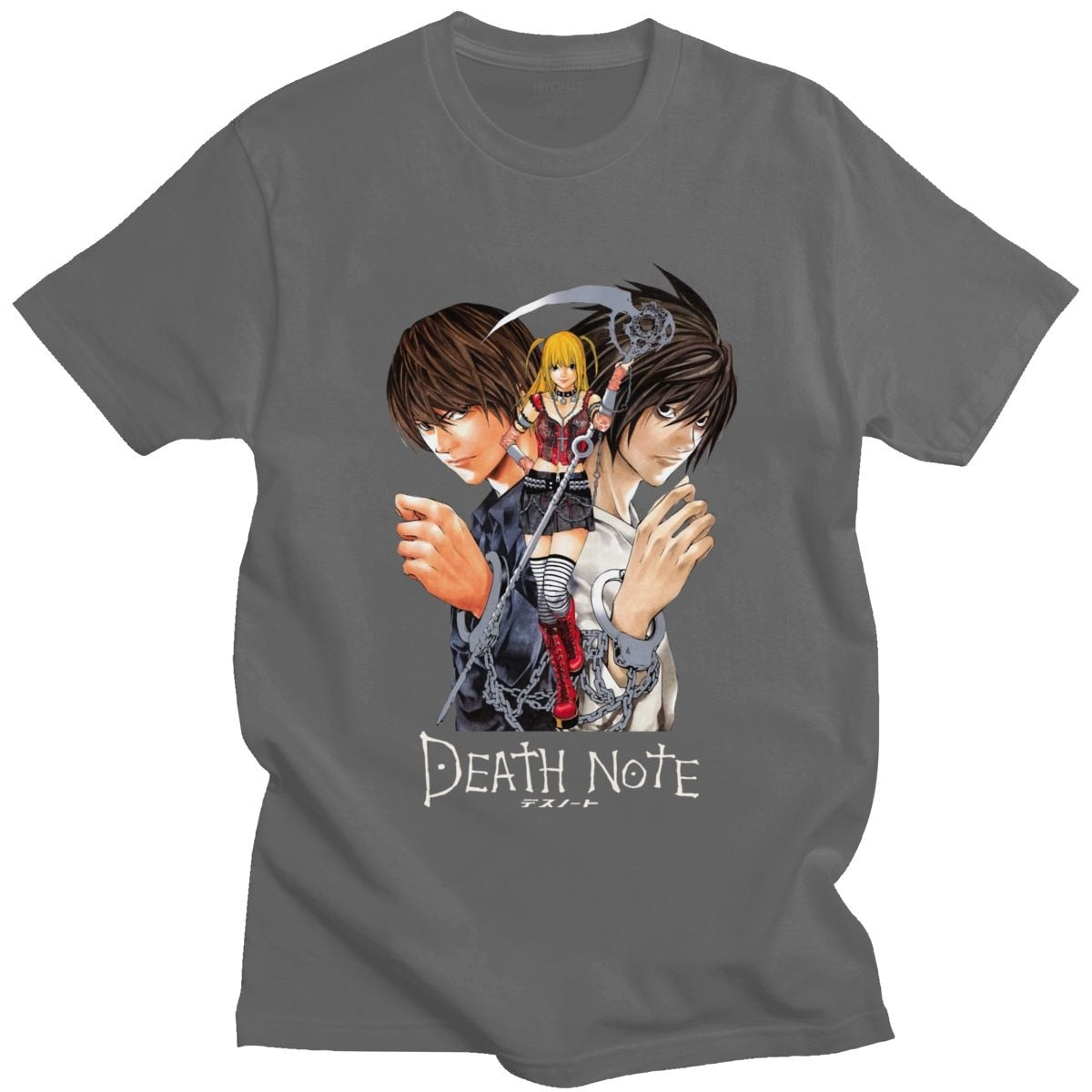 Classic Japan Anime Yagami Misa And Lawliet T Shirt Men Short Sleeved Manga Death Note T-shirt 100% Cotton Regular Fit Tee Tops